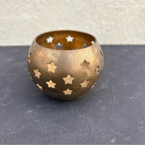 Vintage Brass Metal Votive Light Candle Holder Star Made in India 5 X 4.5 Inches